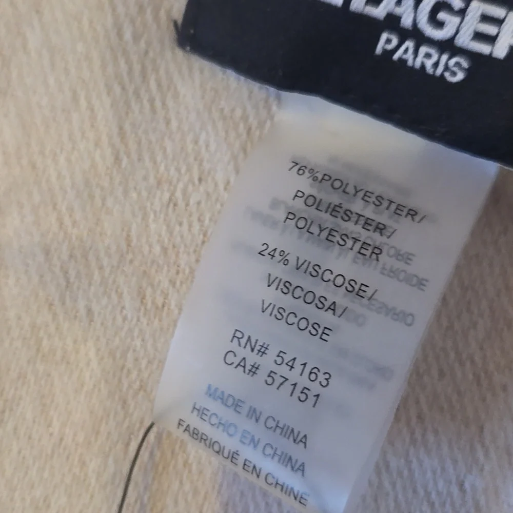 New Karl Lagerfeld Paris Cream/Tan Fringed Edge Oversized Scarf/Wrap - Picture 8 of 9